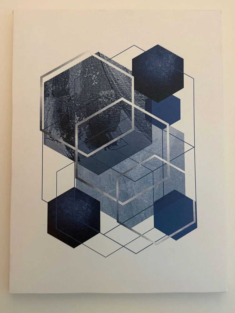 Blue Geometric Canvas Wall Art Set
